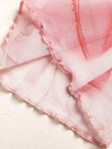 SHEIN 青少年女孩花卉圖案網紗休閒抓皺洋裝 - 粉色 - 查看 4