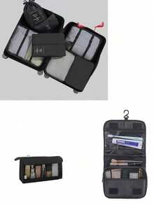 9pcs/7pcs/1pc Travel Organizer Set, Packing Cubes, Clothes Storage Bags, Toiletry Bag, Makeup Bag, Data Cable Organizer, Shoe Bag, Underwear Pouch, Garment Organizer, Suitable For Shirts, Lingerie, Clothing, Cosmetics, Lipsticks, Eyeshadow, Foundation, Brushes And Toiletries Like Toothbrush, Toothpaste, Facial Cleanser, Toner, Lotion, Cream, For Travel, Hospitalization, Packing Luggage, Dorm, School, Vacation - Multicolor - View 13