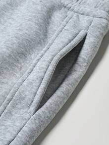 Manfinity Roghcode Men's Letter Print Colorblock Drawstring Waist Casual Daily Wide Leg Sweatpants - Light Grey - View 4