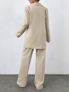 SHEIN Tall 粉色大碼套裝，適合高個女性 - 米色 - 查看 2