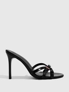 CUCCOO SZL Retro Black Embossed Metal Buckle Toe Slippers, Daily Versatile Models - Black - View 2
