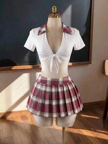 Fantasy Costume Fantasy Costume 學生角色扮演百褶裙連襪子3件套 - 彩色 - 查看 8