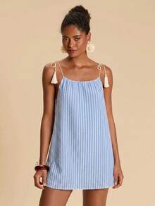 Travachic Women's Striped Spaghetti Strap Beach Cover-Up - Multicolor - View 4