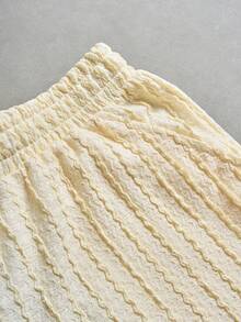 Manfinity Homme Men's Knitted Jacquard Short Sleeve Shirt Set - Light Yellow - View 5