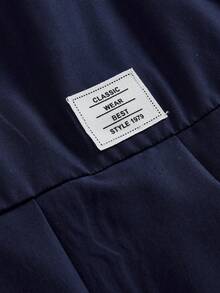 SHEIN 青少年女孩秋冬新款校服洋裝，梭織藍色拼接白色對比色 Logo 細節百褶中長洋裝，返校季 - 藍白色 - 查看 4