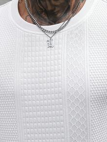 Manfinity CasualCool 男士夏季休閒百搭素色短袖T恤 - 白色 - 查看 5