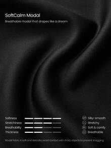 GLOWMODE SoftCalm Modal Feel The Flow 絲滑透氣垂墜前扭結長袖上衣，不對稱下擺，日常休閒款 - 黑色 - 查看 4