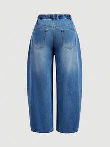 Sweetra Celana Jeans Wanita Ukuran Besar Modis, Kasual, Serbaguna, dengan Potongan Melengkung - Medium Wash - View 2