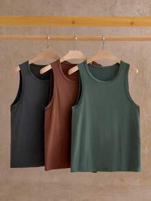 EASEVO Men's Plus Size Casual Versatile Solid Color Tank Top - Multicolor - View 8