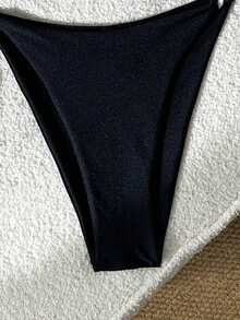 Swim Chiccia 女款棕色編織肩帶鋼圈性感沙灘比基尼泳衣，適合夏季度假 - 黑色 - 查看 5