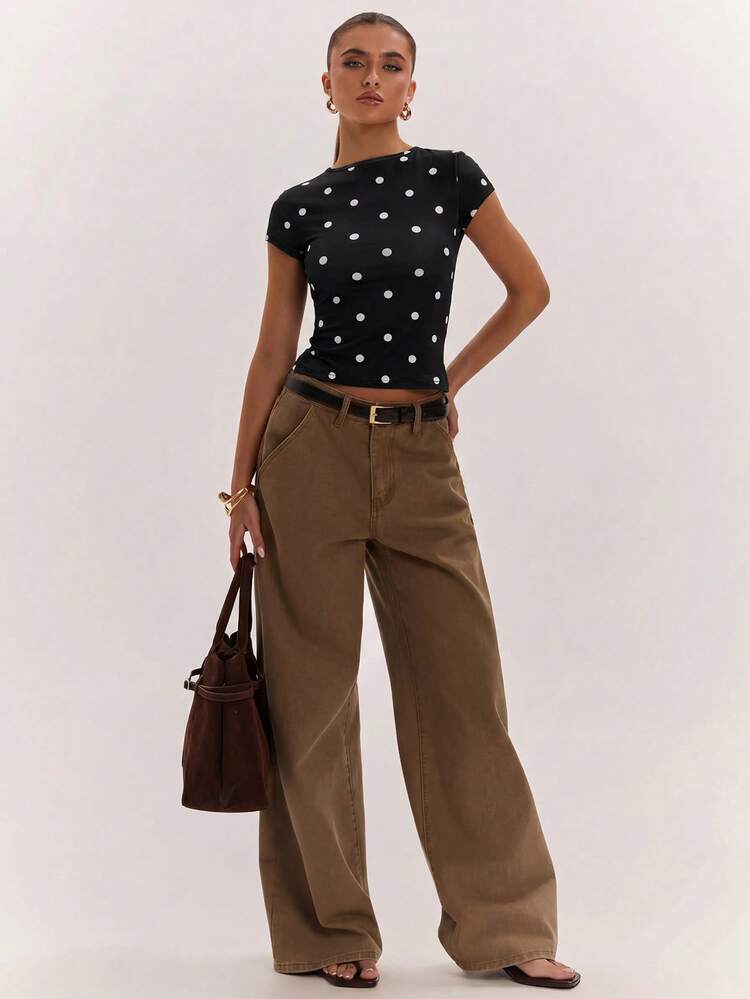 SHEIN BAE Women's Polka Dot Backless Casual Everyday Top,Festival Outfits For Women - Black - View 5