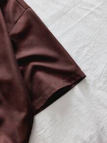 AXEPEAK Men's Casual Letter & Floral Print Front Button Short Sleeve Shirt, Summer - Red - View 3