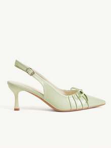 CUCCOO CHICEST 女款尖頭扣飾時尚高跟鞋，適合日常穿著與婚禮鞋 - 淺綠 - 查看 3