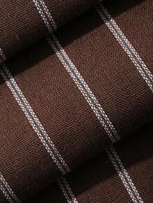 DAZY 男士四季條紋抽繩腰直筒休閒長褲 - 棕色 - 查看 8