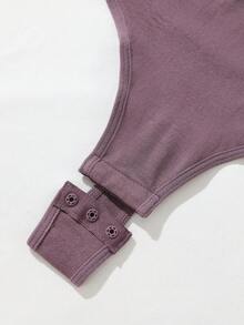 SHEIN Solid Wireless Shapewear Bodysuit - Mauve Purple - View 6