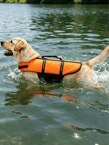1pc Adjustable Dog Life Jacket, High Buoyancy With Rescue Handle, Suitable For Small, Medium And Large Dogs For Swimming And Boating - Orange - View 7