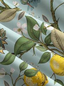 EMERY ROSE 2026 Spring/Summer New Bohemian Style Plus Size Women's Pants - Lemon Hummingbird Floral Print High Waist Wide Leg Woven Pants, Plus Size Pants Fall - Multicolor - View 5
