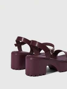 HighSole 女士时尚黑色高跟凉鞋，适合夏季毕业典礼、舞会、度假等各种场合，包括夏季、圣诞节、秋季、新年等节日。 - 酒紅色羊紋 - 查看 5