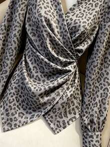 Franclia French Vintage Leopard Print V-Neck Wrap Blouse - Multicolor - View 3