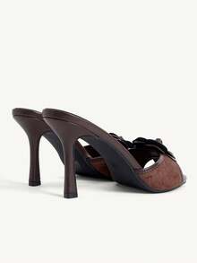 CUCCOO CHICEST French Fashion Elegant Commuter Round Toe Floral Stiletto High Heel Sandals - Chocolate Brown - View 6