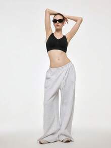 Bralution Black Minimalist Casual Yoga Top Adjustable Shoulder Straps Women's Sports Bra Gym Summer Yoga - Black - View 8