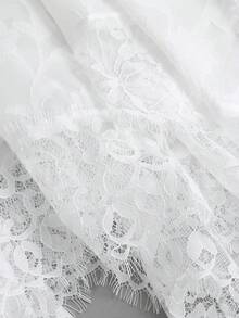 Sweetra Spring/Summer White Gentle Atmosphere Chiffon Floral Jacquard Skirt, Creating Light And Romantic, Tight Pleated Waist Design, Lively And Elegant, Gentle Style, French Romantic, Light Bridal Style, Daily Commute - White - View 6