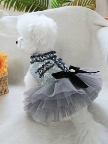 PETSIN 1pc Pet Retro Small Fragrant Dress, Cat And Dog Universal Clothes, Very Suitable For Gatherings, Outings And Picnics - Multicolor - View 5