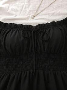 SHEIN VCAY Vestido de vacaciones sin hombros de talla grande con estampado de leopardo - Negro - Ver 5