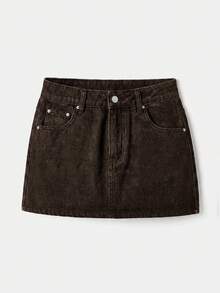 Maija Women's Denim Mini Skirt Y2K Style Concert Back To School - Brown - View 1