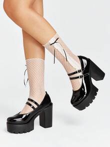 ROMWE Goth Zapatos de tacón para mujer - Cuero negro brillante - Ver 3