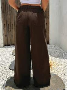 Dazy Plus Summer New Loose Casual Straight Leg Denim Jeans Brown Versatile Plus Size Women All Season Spring Autumn - Brown - View 4