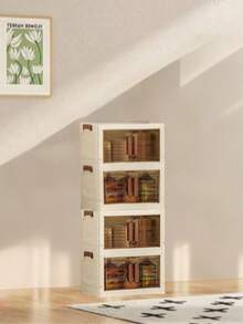 Boîte de rangement en plastique empilable à 5 niveaux avec couvercle - Armoire organisatrice, bac pliable de 32" de large, conteneur de rangement pliable, boîte organisatrice pour artisanat, convient pour la maison, le garde-manger, le bureau, le dortoir - transparent - Voir 12