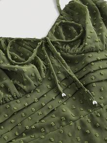 SHEIN MOD 大码女式夏季波西米亚风前系带吊带连衣裙 - 軍綠色 - 查看 4
