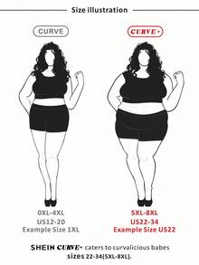 SHEIN CURVE+ Curves 大尺碼女裝/校園服飾/返校服飾/返校 3 件組大尺碼女款休閒套裝 - 彩色 - 查看 10
