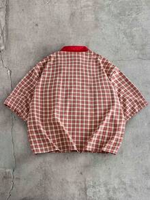 AXEPEAK Men's Summer Casual Plaid Shirt - Red - View 2