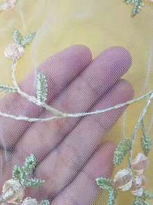 SHEIN Glamorique Kids 年轻女孩母亲节花童夏季花裙刺绣公主裙娃娃A字生日礼物派对节日夏装墨西哥儿童节多巴胺裙子 - 黃色 - 查看 9