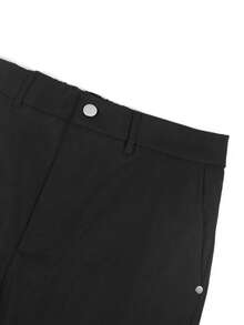 Manfinity Homme Men's Plus Size Dark Grey Shorts, Commuter Fashion Versatile CasualBermuda Shorts, Straight Leg Shorts - Black - View 5