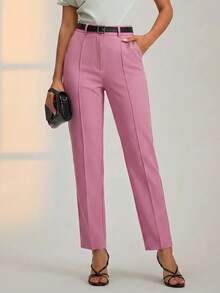 RueChic Solid Zip Up Suit Pants - Dusty Pink - View 1