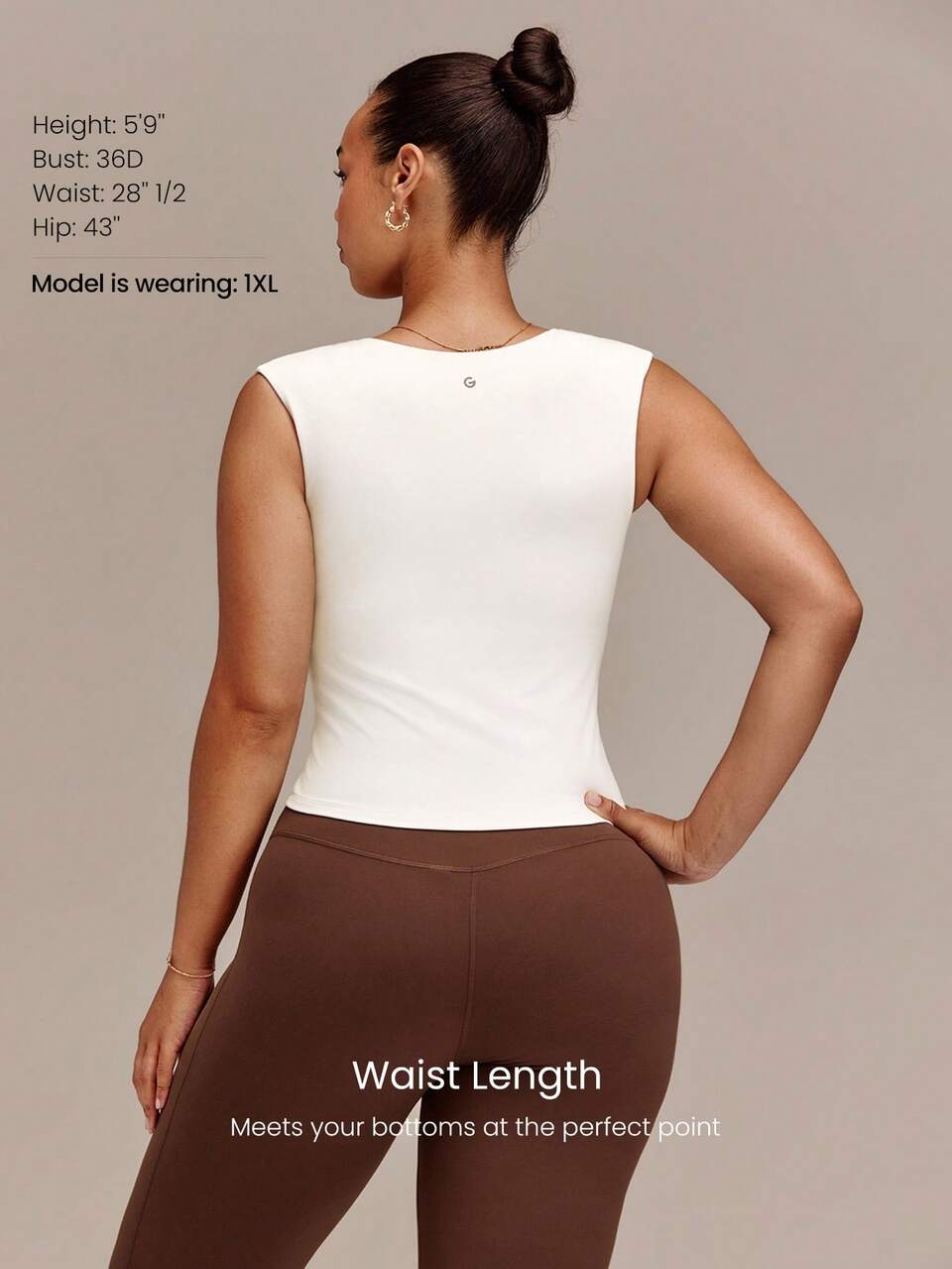 FeatherFit™ Plus Size Let Your Glow Show Square Neck Waist Length Tank With Removable Cups Low Impact Yoga Pilates Studio Daily Active
