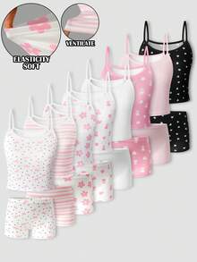 3 Random Sets From 8 Designs Girls Young Girl Bow & Heart Print Sweet Simple Cute Forest Style Mult - Multicolor - View 3