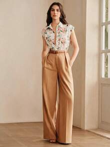 Anewsta Summer Women's Vacation Style Blouse With Floral Embroidery And Hollow-Out Fabric, Short Flutter Sleeves, Suitable For Vacations, Commuting And Daily Wear - Multicolor - View 4