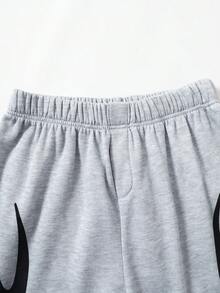 SHEIN 青少年男孩休閒舒適百搭寬鬆直筒運動長褲 - 灰色 - 查看 3