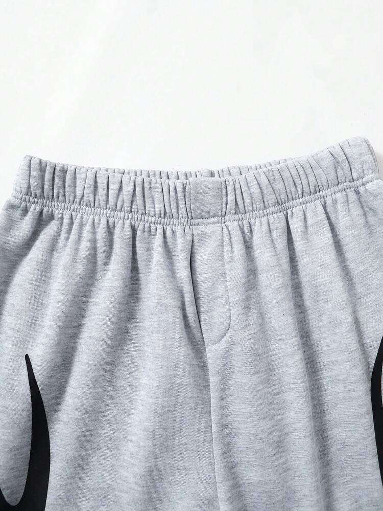 SHEIN Teen Boy Casual Comfortable Versatile Loose Straight Leg Sweatpants - Grey - View 3