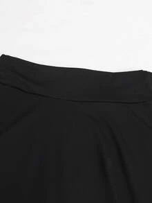 SHEIN 2件組女童裙子，波點與純色設計，防走光安全裙，百搭貼身A字裙，校園與日常穿著必備 - 黑色 - 查看 5