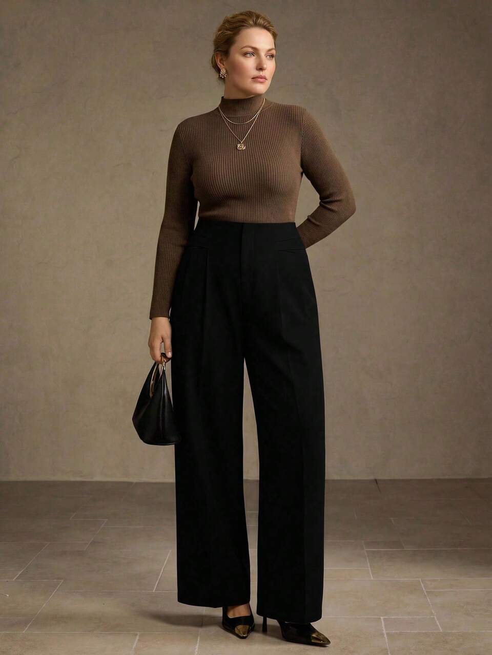 MOTF PLUS SIZE WOMEN'S FOLD PLEATED COMMUTER VERSATILE LONG PANTS