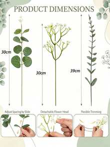 Cirelle 人造混搭花束，包含滿天星與尤加利葉；適用於新娘花束、婚禮裝飾、家居飾品及攝影道具 - 彩色 - 查看 3