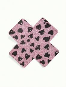 FairyFlirt Pink Glitter Leopard Print Wild Personalized Women's Nipple Covers & Anti-Chafing Sweat-Absorbing Pads - Pink - View 4