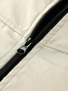 Manfinity Homme Chaqueta de manga larga con cremallera de unicolor para hombre - Beis - Ver 3