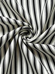 Linhara CURVE Plus Size Woven Striped Fashionable Casual Resort Summer Women's Dress - Black and White - View 4