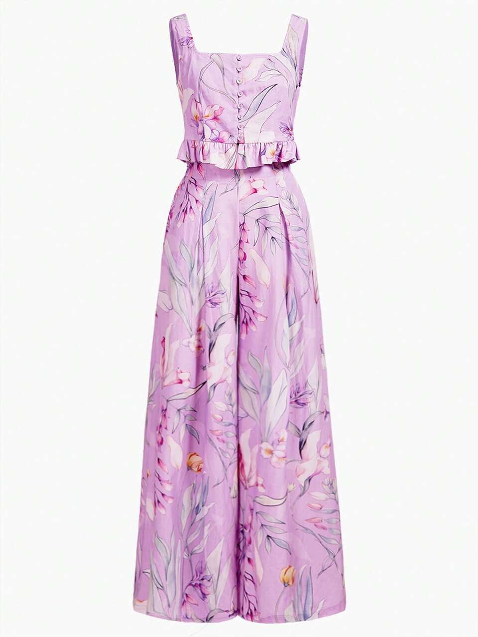 WOMEN'S LINEN PRINTED 2 PIECES SET, SPRING/SUMMER